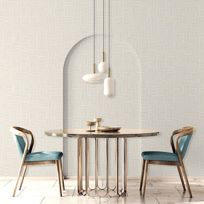 White Modern Geometric Shapes Wallpaper, Embossed Rich Textured Contemporary Wallcovering - Walloro High End Wallcoverings & More