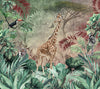 Yellow Tropical Forest Theme Wallpaper, Animals Wall Mural, Giraffe, Birds, Leaves, Jungle, Non-Pasted, Large Wall Art, Removable, Nature Theme - Walloro High End Wallcoverings & More